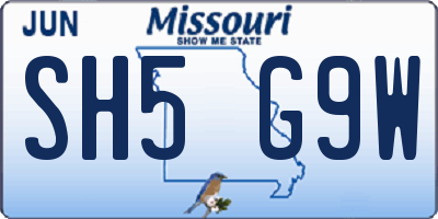MO license plate SH5G9W