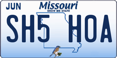 MO license plate SH5H0A