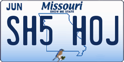 MO license plate SH5H0J