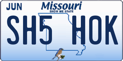 MO license plate SH5H0K