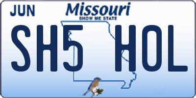 MO license plate SH5H0L