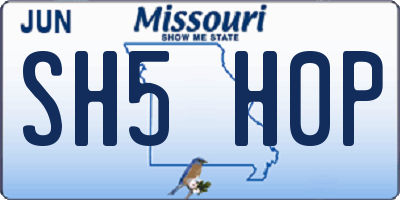 MO license plate SH5H0P