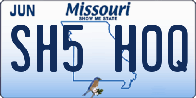 MO license plate SH5H0Q