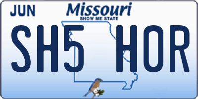 MO license plate SH5H0R