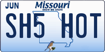 MO license plate SH5H0T