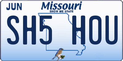 MO license plate SH5H0U