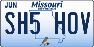 MO license plate SH5H0V