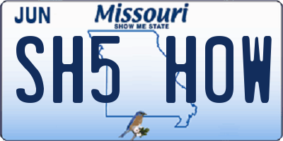 MO license plate SH5H0W