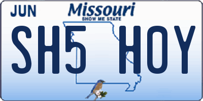 MO license plate SH5H0Y
