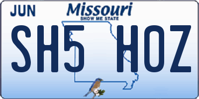 MO license plate SH5H0Z