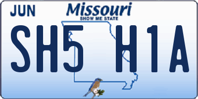 MO license plate SH5H1A