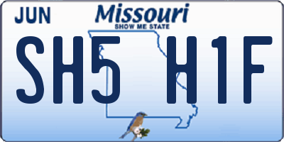 MO license plate SH5H1F