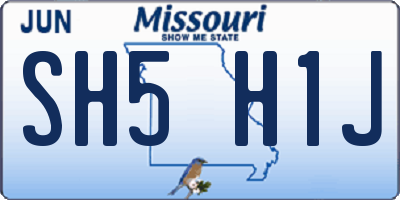 MO license plate SH5H1J