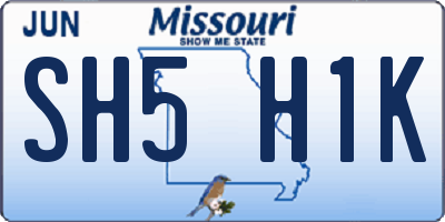 MO license plate SH5H1K