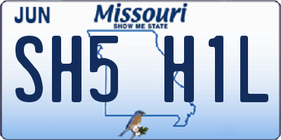 MO license plate SH5H1L