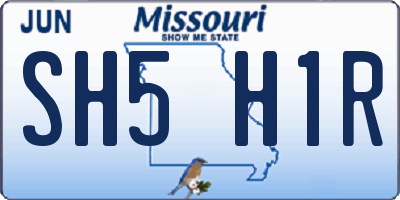 MO license plate SH5H1R