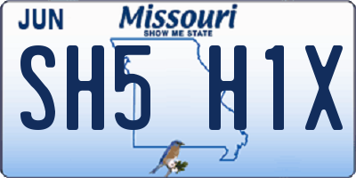 MO license plate SH5H1X