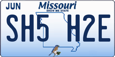 MO license plate SH5H2E