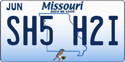 MO license plate SH5H2I
