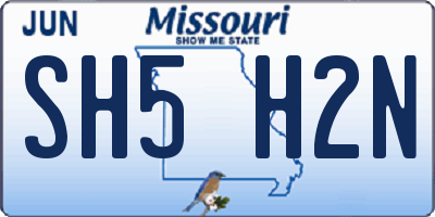 MO license plate SH5H2N