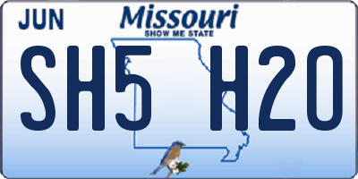 MO license plate SH5H2O