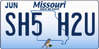 MO license plate SH5H2U