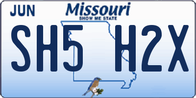 MO license plate SH5H2X