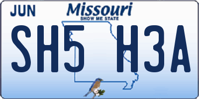 MO license plate SH5H3A