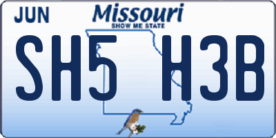 MO license plate SH5H3B