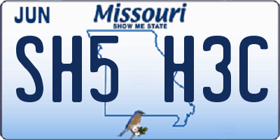 MO license plate SH5H3C