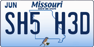 MO license plate SH5H3D