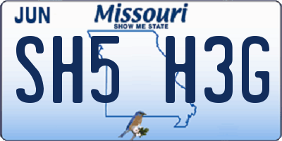 MO license plate SH5H3G