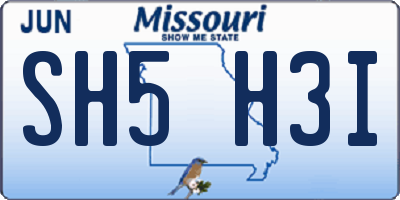 MO license plate SH5H3I