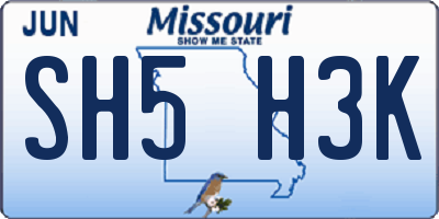 MO license plate SH5H3K
