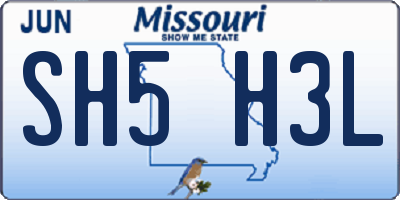MO license plate SH5H3L
