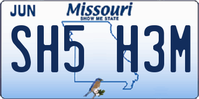 MO license plate SH5H3M