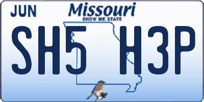 MO license plate SH5H3P
