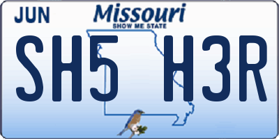 MO license plate SH5H3R
