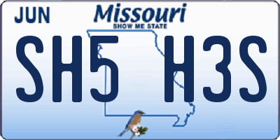 MO license plate SH5H3S
