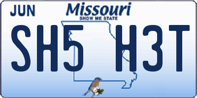 MO license plate SH5H3T