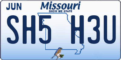 MO license plate SH5H3U