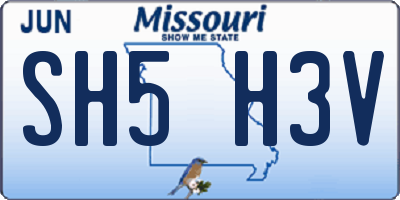 MO license plate SH5H3V