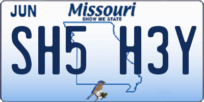 MO license plate SH5H3Y