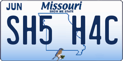 MO license plate SH5H4C