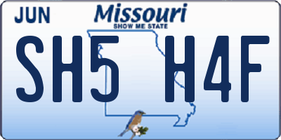 MO license plate SH5H4F
