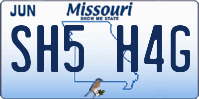 MO license plate SH5H4G