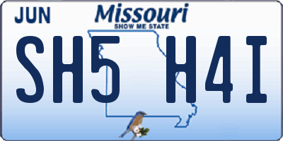 MO license plate SH5H4I