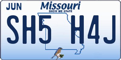 MO license plate SH5H4J