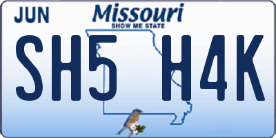 MO license plate SH5H4K