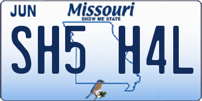MO license plate SH5H4L